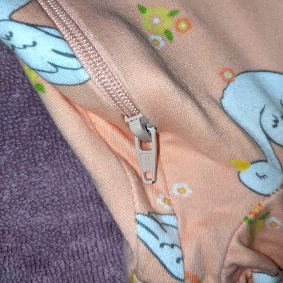 Wonder Nation Sleepwear Swan Pink Baby Footies Onesie 0-3 Months - Picture 6 of 10